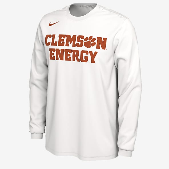 White Dri FIT Clemson Tigers Long Sleeve Shirts. Nike
